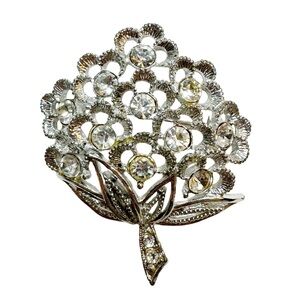 Vintage Sarah Coventry Silver Tone Rhinestone Brooch